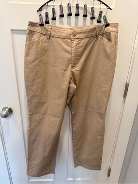 Lee Wrinkle Free Pants 16 Short Flax Khaki Relaxed Straight Leg Stretch